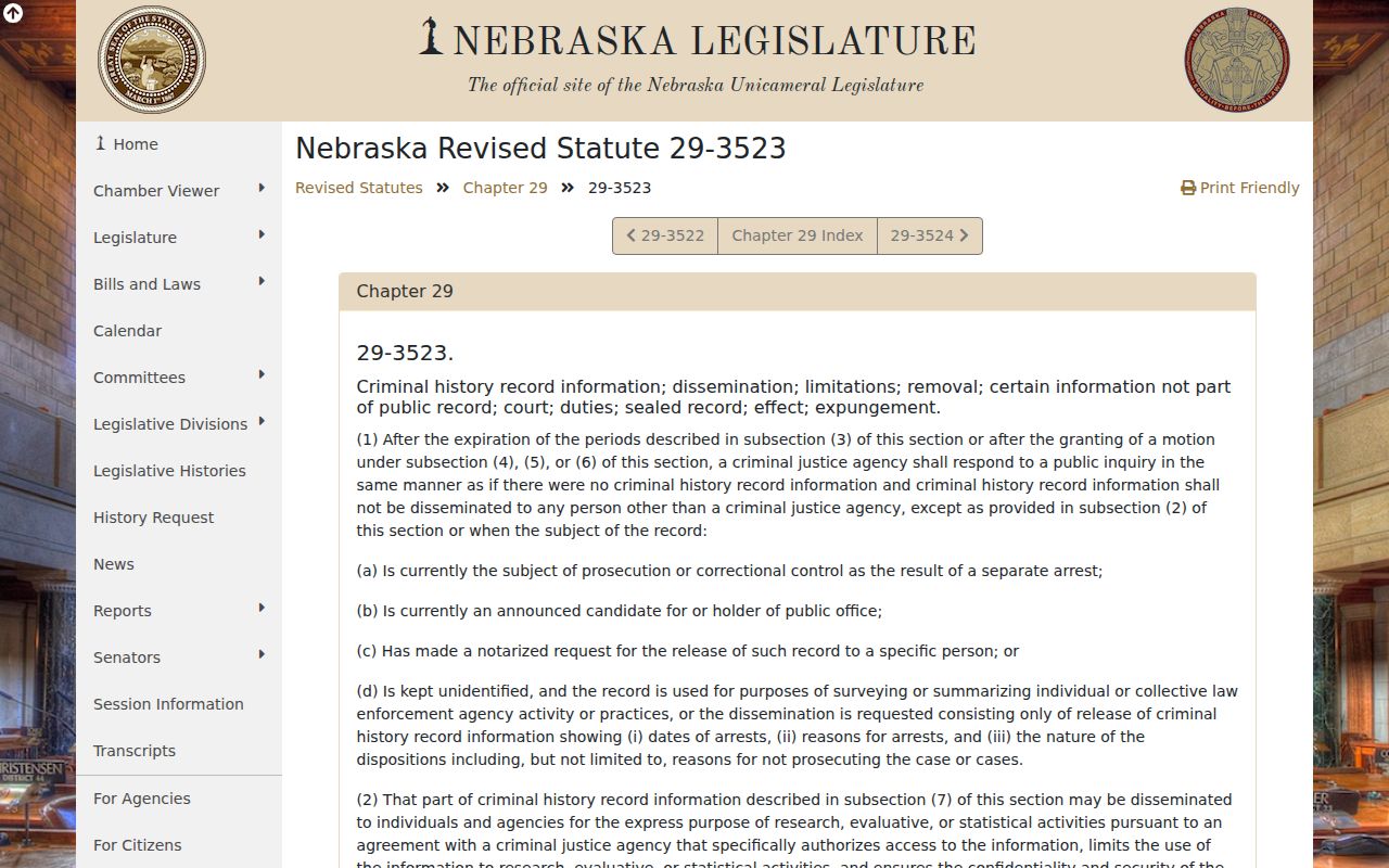 Nebraska public dissemination limits affecting Hoskins criminal records