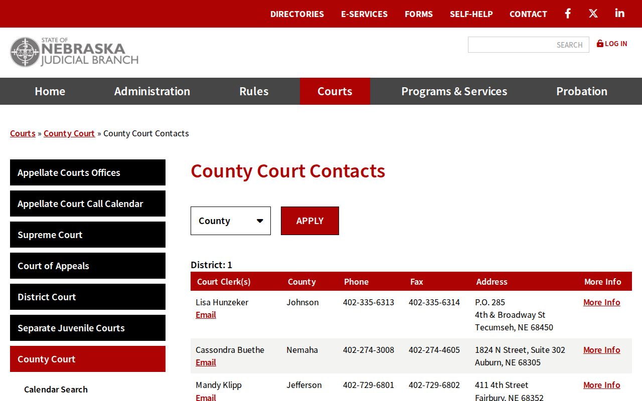 Wayne County court case lookup contact page