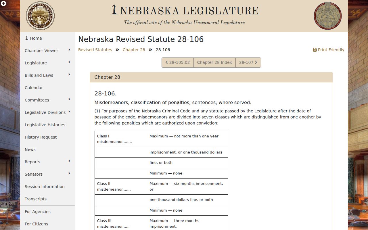 Winside criminal records and Nebraska misdemeanor classifications