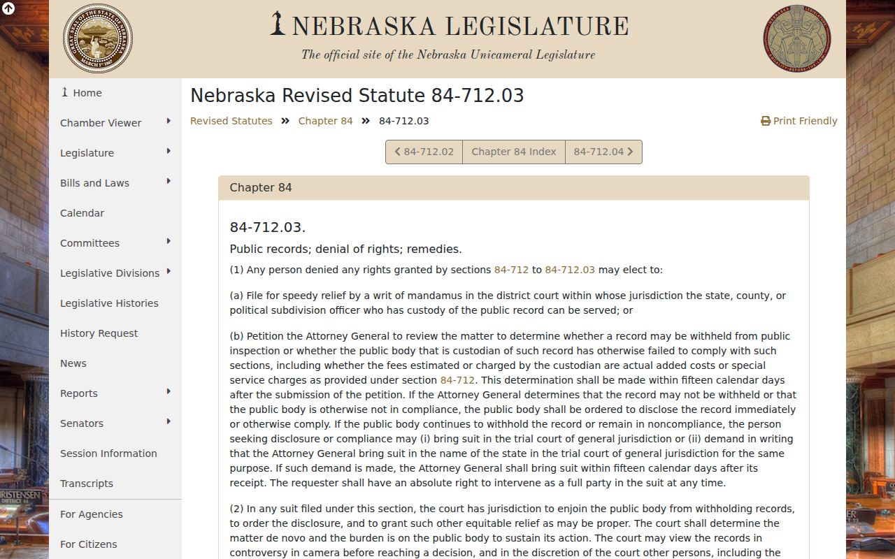Winside criminal record request enforcement statute
